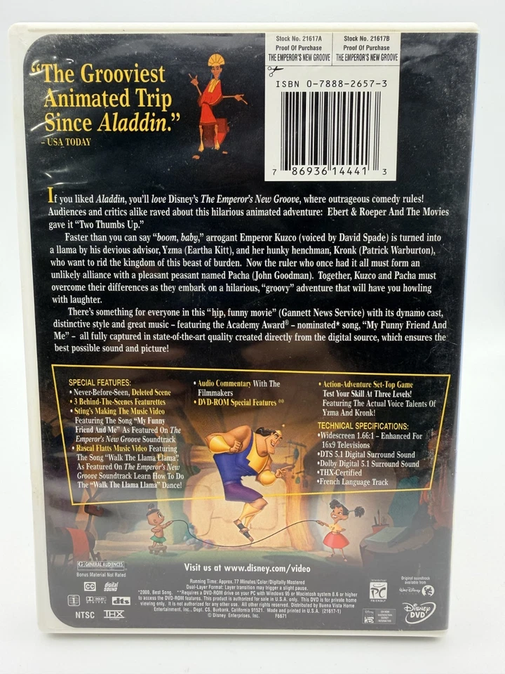 The Emperor's New Groove (DVD, 2000) - Image 2 of 3