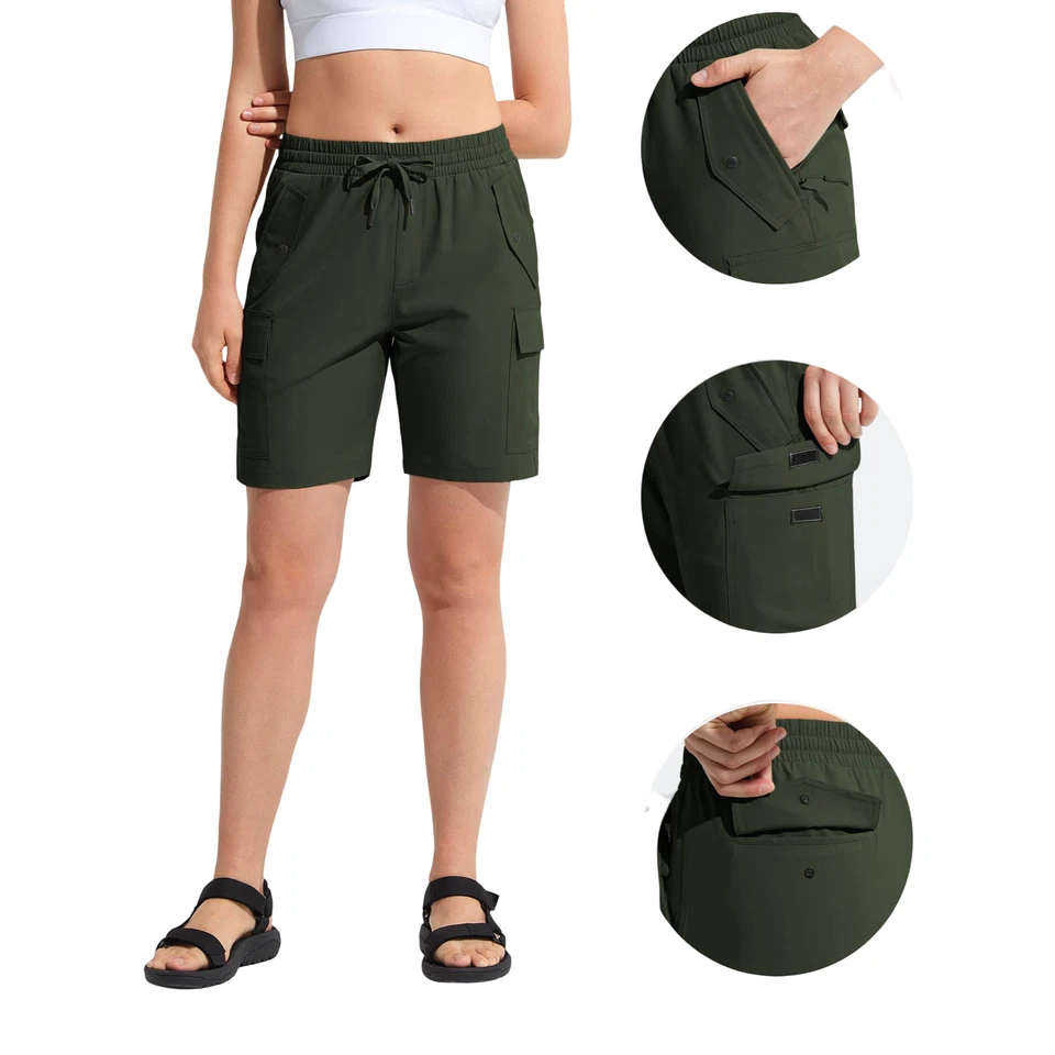 Short Cargo Femme Sport Trekking Léger à Séchage Rapide avec 6 Poches et Taille - Photo 4/4