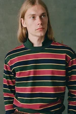 Drake's London FW23 Mock Neck Rugby Shirt Mens 42 Striped Long Sleeve NWT $295