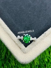 Oval Cut Emerald Ring 925 Sterling Silver Gift For Her Engagement Ring.