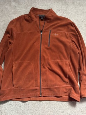 Greg Norman Fleece Jacket Mens XL Rust Tasso Elba Full Zip Golf Zip Pocket Brown