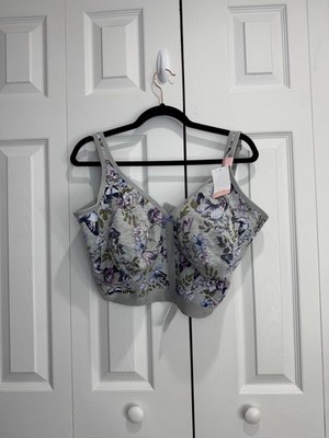 Lane Bryant Cacique No-Wire Bra Women's 42K Joyful Blossoms Cotton Lightly Lined
