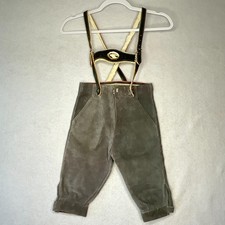 Vintage German Lederhosen Baby Boys Suede Shorts Suspenders Oktoberfest Grey EUC