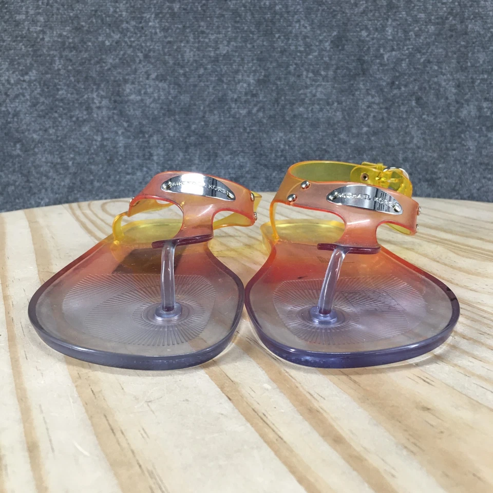 Sandalias Michael Kors Mujer 5 M Placa Cordones Multicolor Hebilla Jalea NUEVAS Foto 4 de 4