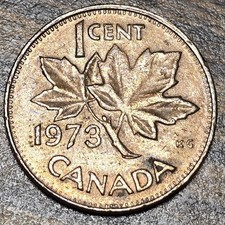 1973 Canada One Cent Maple Leaf Twig Bronze Coin KM# 59.1 Collector Item E109