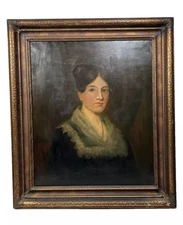 LLOYD FREEMAN ANTIQUE AMERICAN WOMAN PORTRAIT VINTAGE MID CENTURY OIL PAINTING