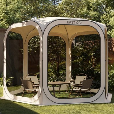 East Oak Pop Up Zelt 3x3m Wurfzelt für 4-6 Personen Wasserdicht UV Schutz Beige