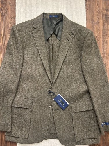 Men’s Polo Ralph Lauren Tweed sport coat 42R. Made In Italy - product listing photo