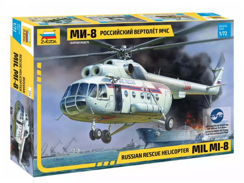 MIL MI-8 ZVEZDA 7254 : maquette hélicoptère russe 1/72 sans défaut de moulage
