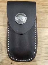 Buck 112 custom leather knife sheath. Brown. Buffalo Nickel. Sheath only