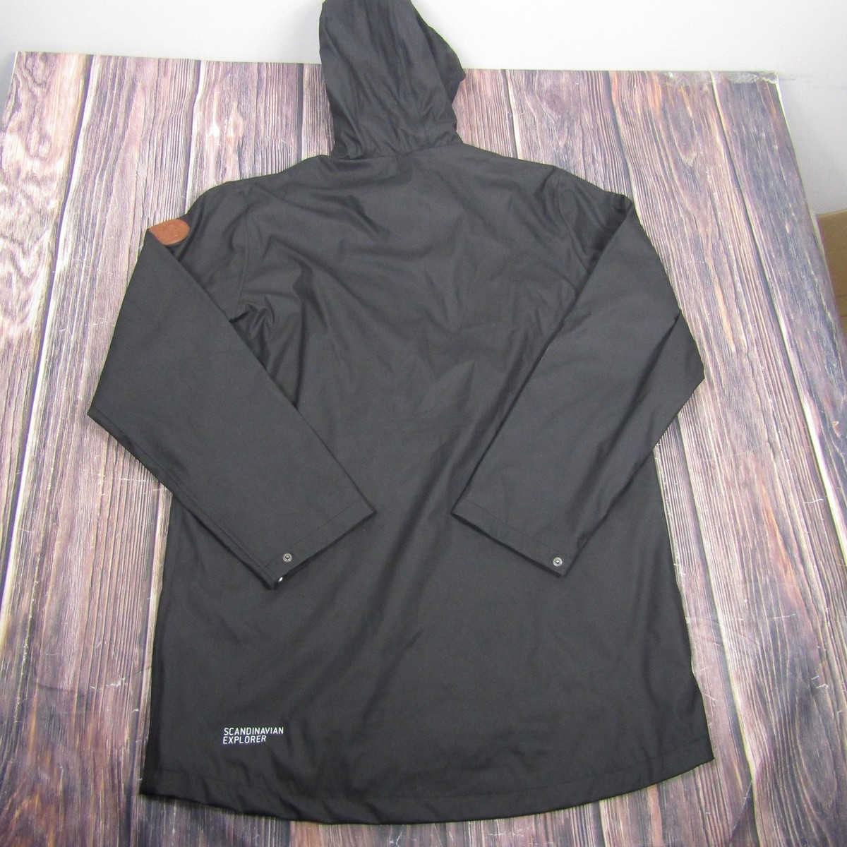 Scandinavian Explorer Coat Mens 2XL Black Hooded Rain Parka Lined