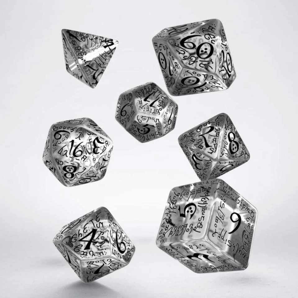 Set De Dados Elfos Translúcido Y Negro Juegos De Rol Q-Workshop Dnd Transparente - Imagen 2 de 2