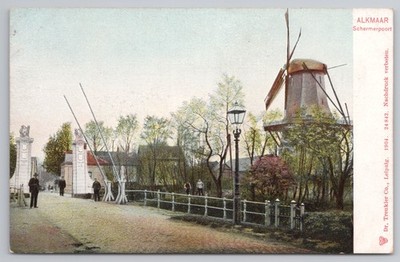 Alkmaar Schermerpoort Windmühle Vintage Postkarte 1904 Dr. Trenkler Co. selten