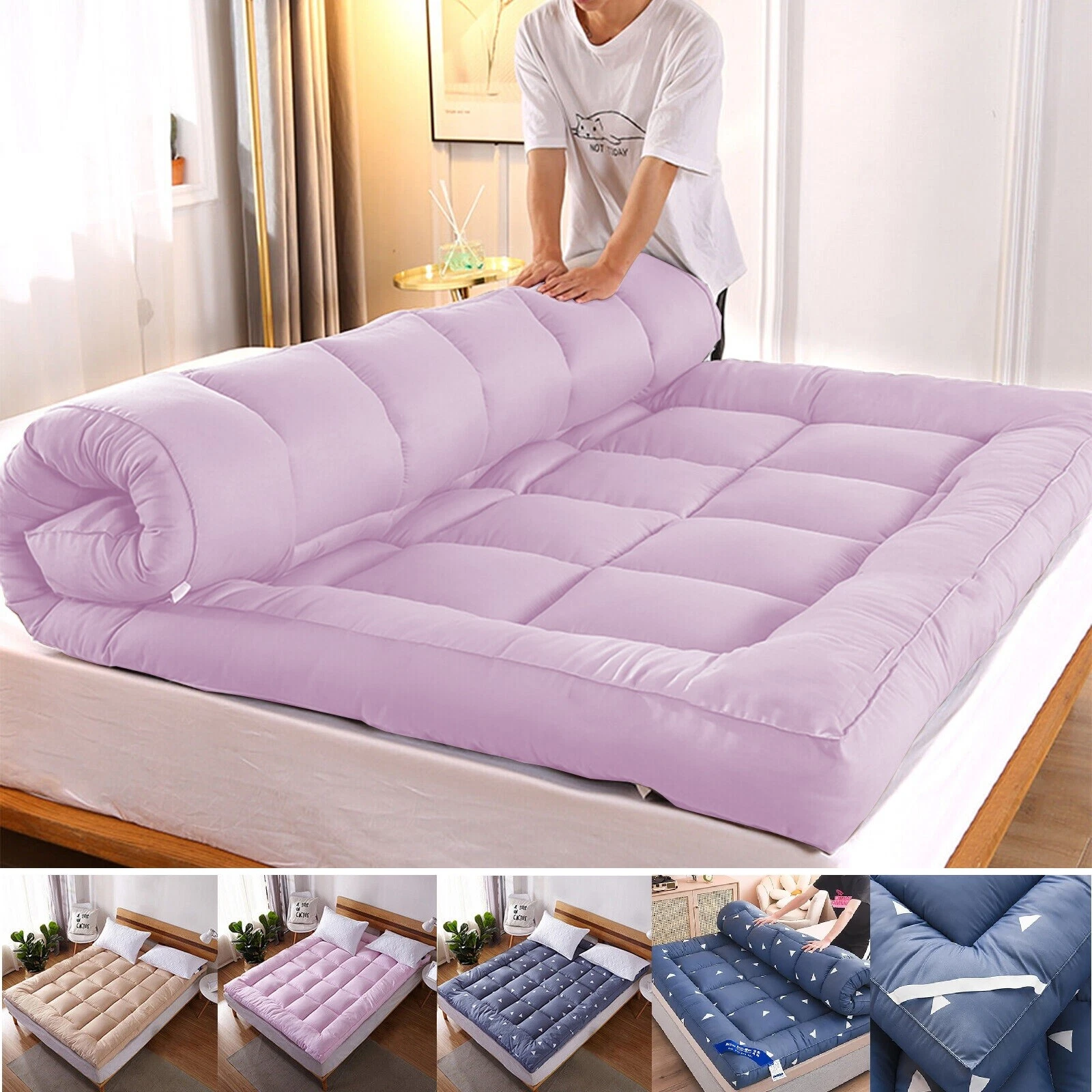 Thick Mattress Pad Quilted Cooling Mattress Topper Cover Breathable Filled Soft
Opens in a new windo