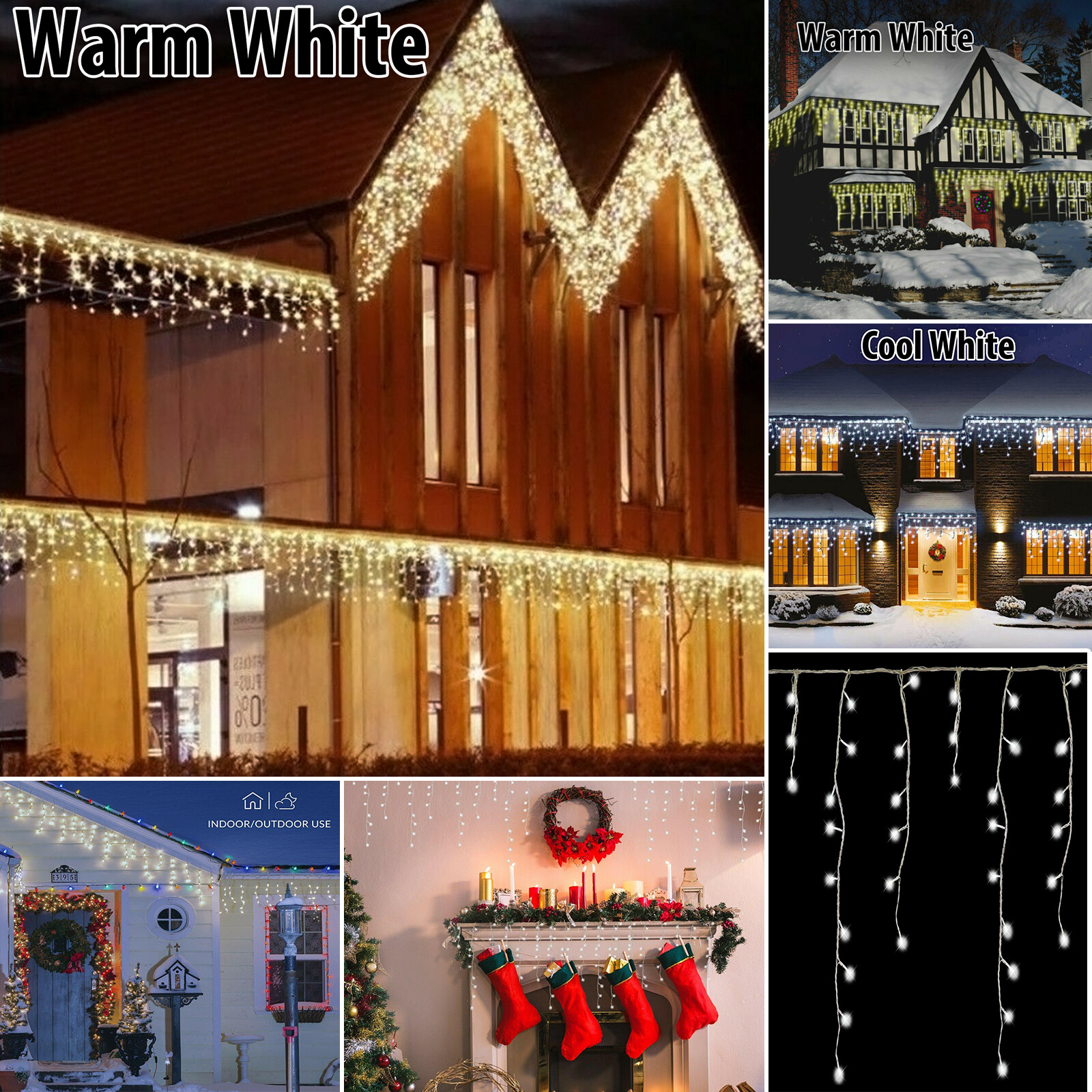ICICLE Christmas LED Lights Waterproof Snowing Outdoor House Fairy