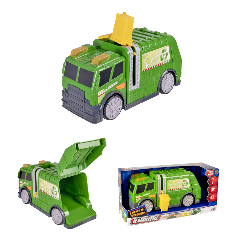 Teamsterz Large 10"" Garbage Truck toy Bin Lorry Light & Sound Recycling Vehicle