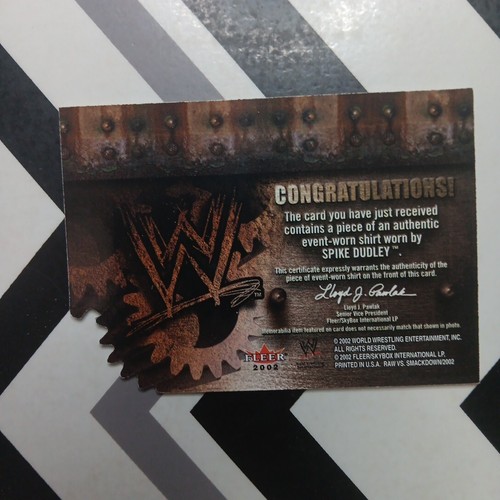 2002 Fleer WWE Raw vs. Smackdown Wrestling Card Raw Certified Spike Dudley - Picture 3 of 3