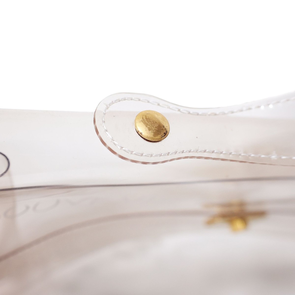 HERMES Vinyl Kelly 40 Hand Beach Bag Clear SOUVENIR DE L