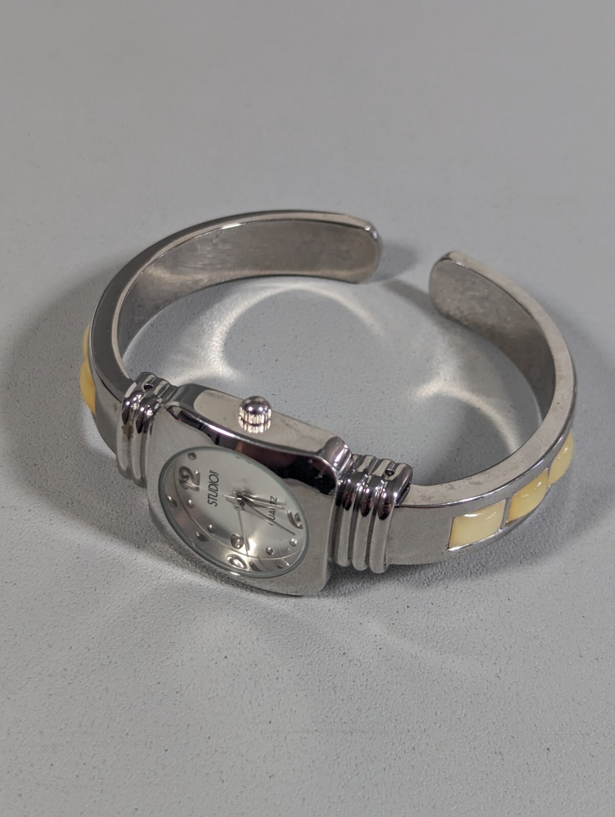 Studio Silver Tone Dial Square Case Hinge Open Cu… - image 4