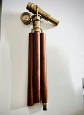 1920 Dollond London Victorian Telescope Working Compass Walking Stick Handmade