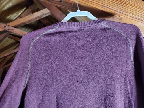 Eddie Bauer Sweater Mens Large Gray Burgundy Pullover Waffle Knit Long Sleeve - Picture 7 of 16