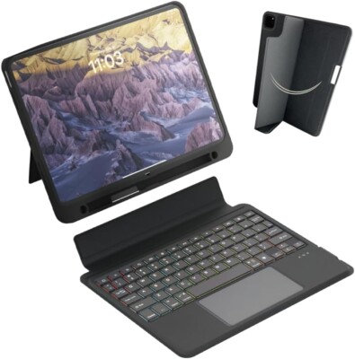 eiP Magnetix Bluetooth Folio Keyboard Case iPad Pro 11-iPad Air-iPad 10 Backlit