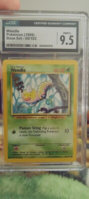1995 weedle pokemon card value 69/102  Base Set First Edition #69(Shadowless) Grass Rarity Pokemon Weedle 69/102 LV. 12