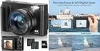 Cámara digital 4K para fotografía y vídeo cámara para vlogs de 48 MP con enfoque