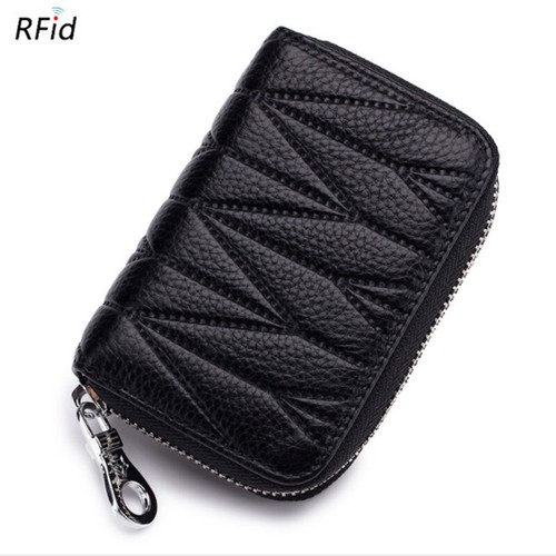 RFID 12 Card Slots Credit Card Holder Genuine Leather Small Card Case for Women - Picture 8 of 18