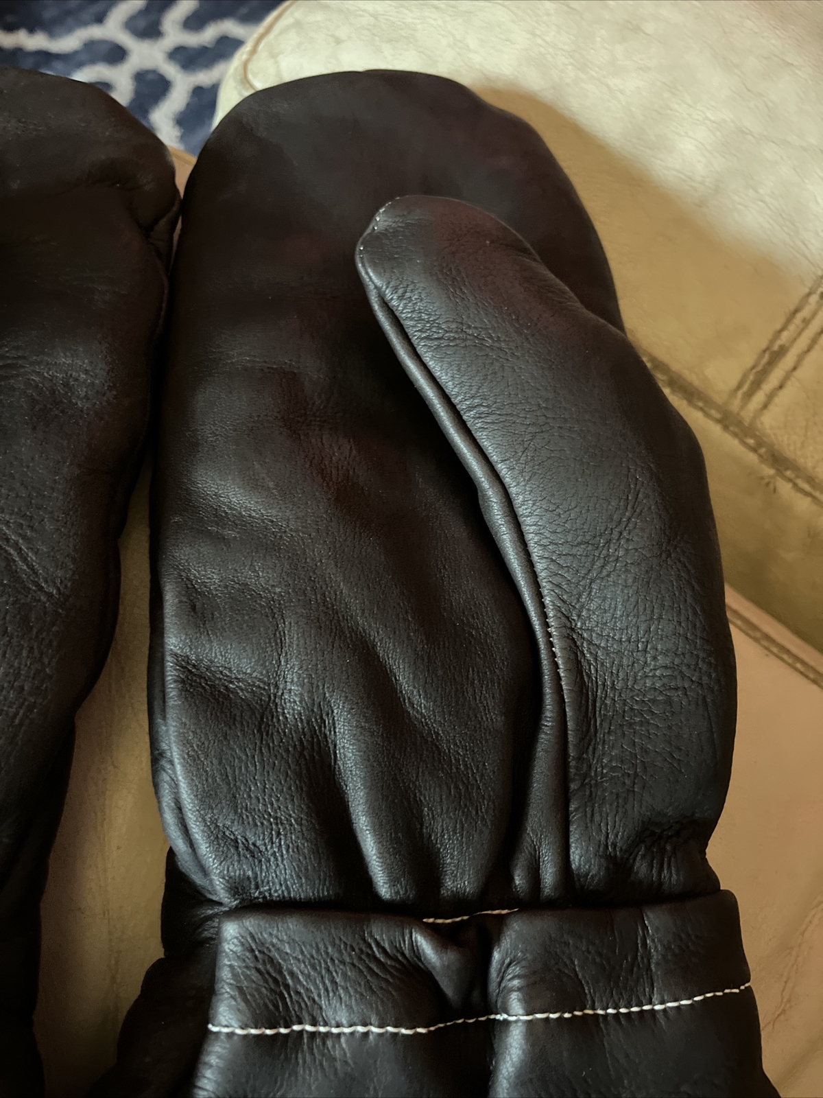 VINTAGE BLACK SOFT LEATHER CHOPPER MITTS MITTENS UNISEX MED OR LG eBay