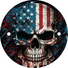 Skull American Flag Points / Timing Cover fits Harley M8 Motor.  Made in the USA