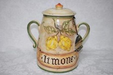 TUSCAN HARVEST CERAMIC MAJOLICA LIMONE CENTERPIECE JAR VASE - ITALY - TAN/YELLOW