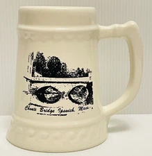 Choate Bridge Ipswich Mass Souvenir Large Ceramic Mug 5 1/2" tall 3" diameter.
