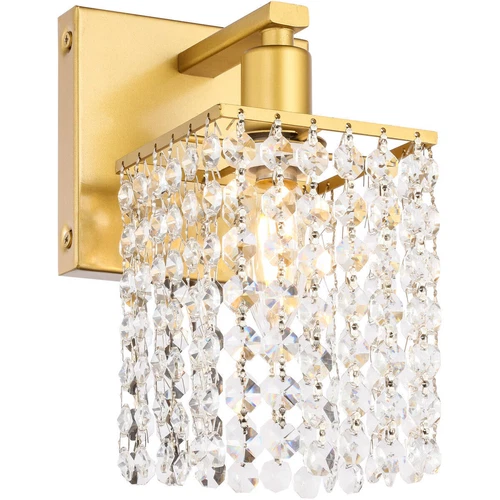 Crystal Wall Sconce Light Fixture Bathroom Vanity Foyer Dining Room Brass Color - Picture 1 of 12