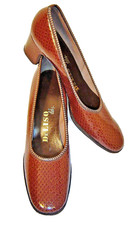 DeLiso Debs 1960s Brown Sugar Snake Leather Look High Heel Pumps WMs 8AAA