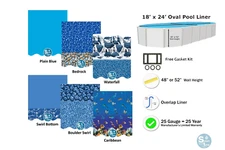 Smartline 18' x 24’ Oval Swimming Pool 25 Gauge Overlap Liner - (Choose Pattern)