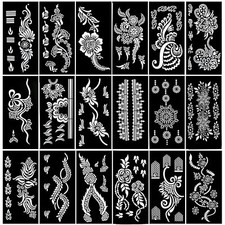 18-Sheet Henna Tattoo Stencils for Hands - Glitter Temporary Tattoo...