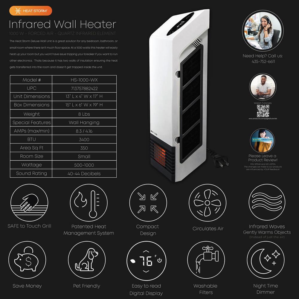Electric Wave Floor to Wall Unit Infrared Space Heater 1,000-Watt | eBay