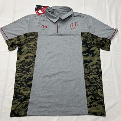 NEW XXL Wisconsin Badgers Under Armour Freedom Camo Gray