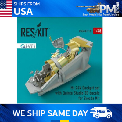 Reskit RSU48-0118 Mi-24 (V) Cockpit set with Quinta Studio 3D decals kit 1/48
