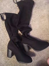 Forever 21 Faux Suede Over The Knee Boots Sz 6.5 Black Color High Heel