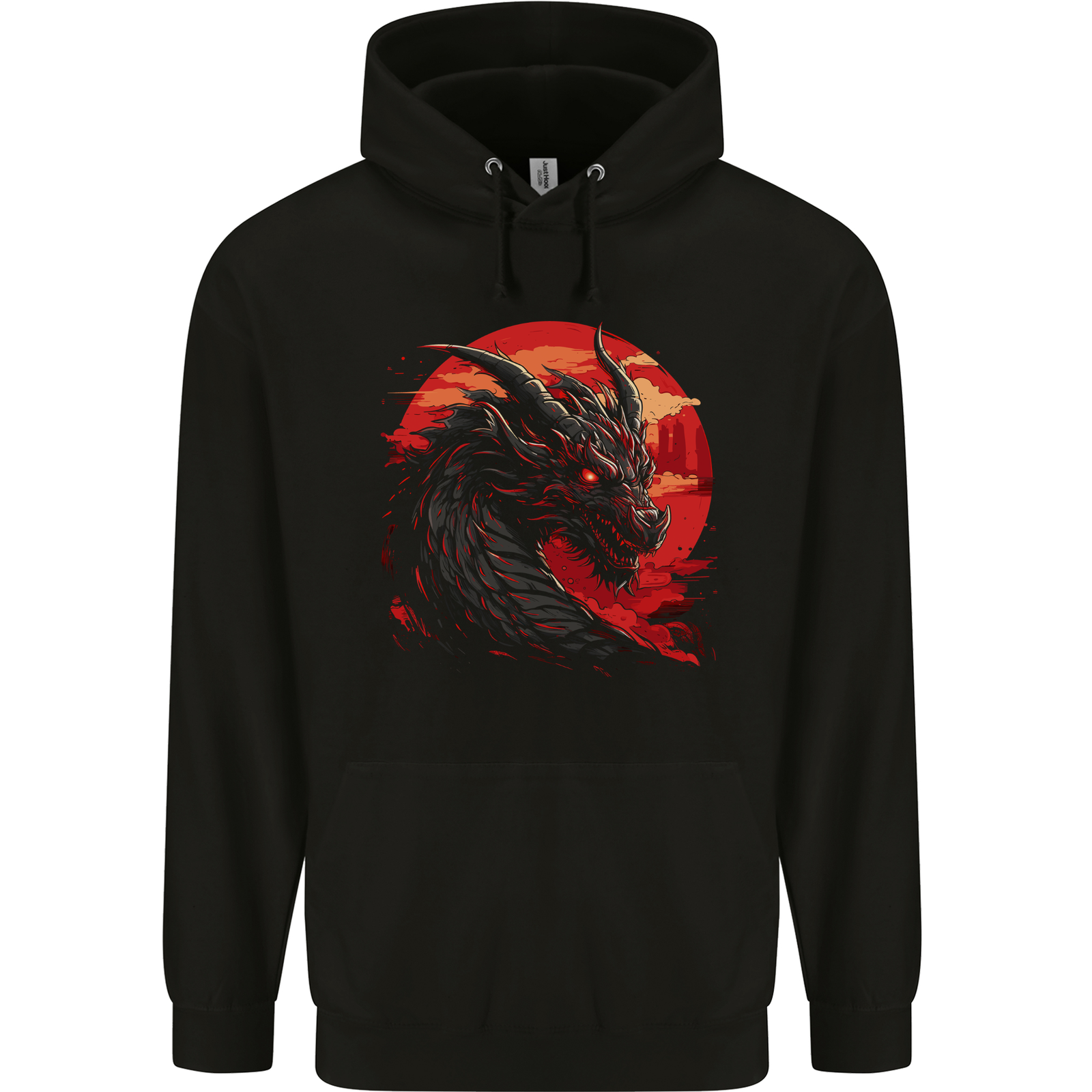 A Fantasy Dragon With a City Backdrop Mens 80% Cotton Hoodie