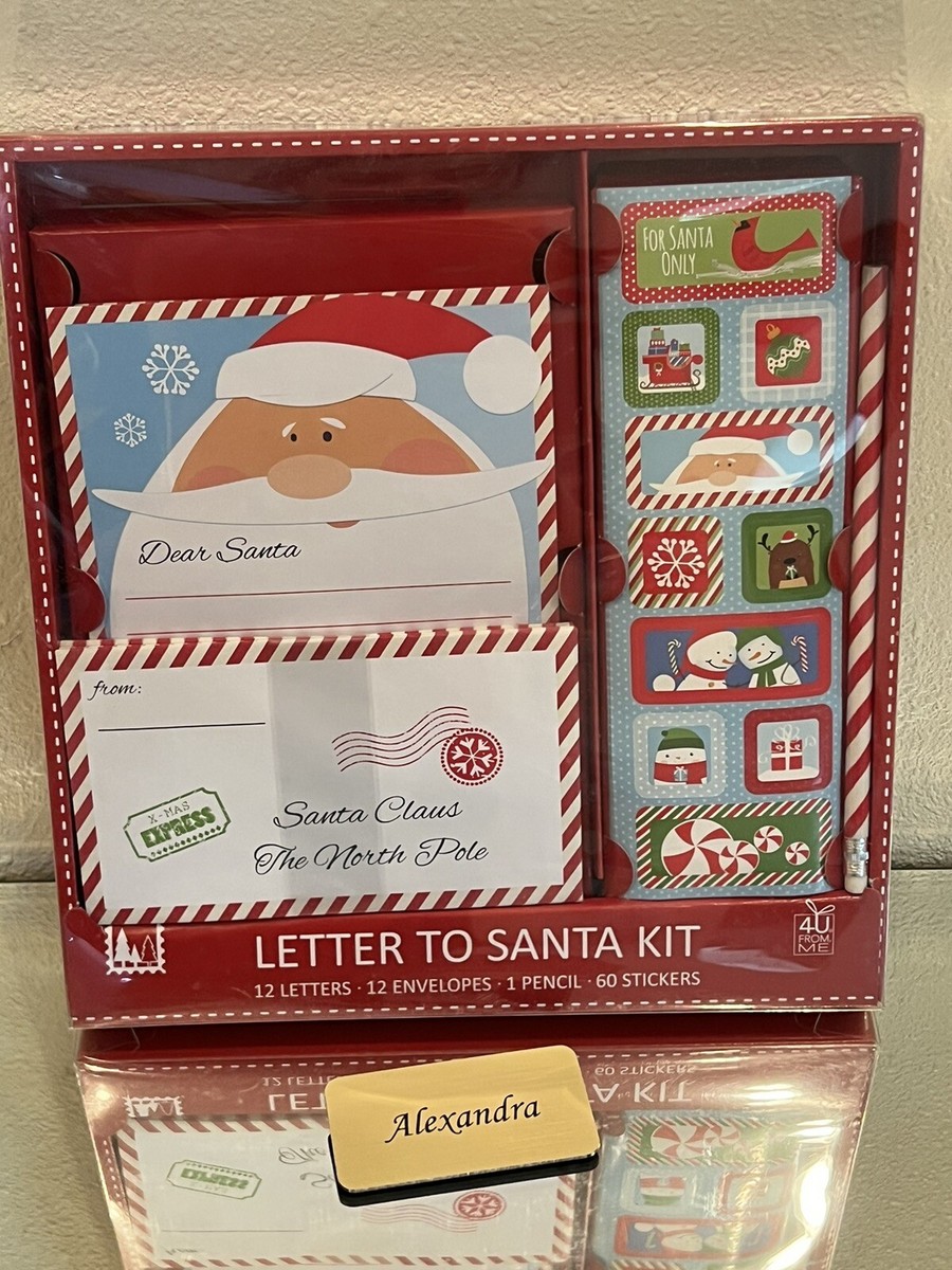 Letter To Santa Kit 12 Letters, 12 Envelops 1 Pencil, 60 Stickers