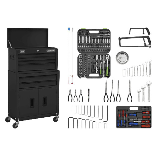 Sealey AP22BKCOMBO Topchest & Rollcab Combination 6 Drawer Black