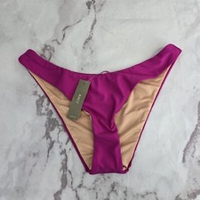 J Crew Swim Bottom Medium Pink Curved Waist Bikini High Cut Cheeky Mid Fuschia