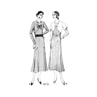 Past Patterns McCall 6731 |1930s Bow Tie Dress Pattern Size16 B34|Depression Era
