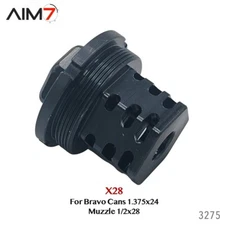 Aim7 X28 Muzzle Brake 1/2x28 For Tubes 1.375"x24