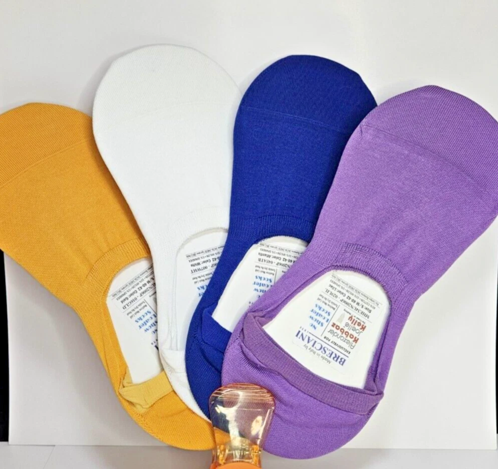BRESCIANI Cotton No Show Loafer Socks Size S/M Made in Italy New (Choose Color)