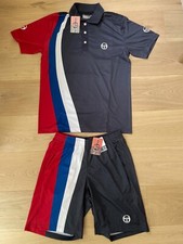 Djokovic Sergio Tacchini Bigace Men's  Shirt & shorts Serbian colour Medium BNWT