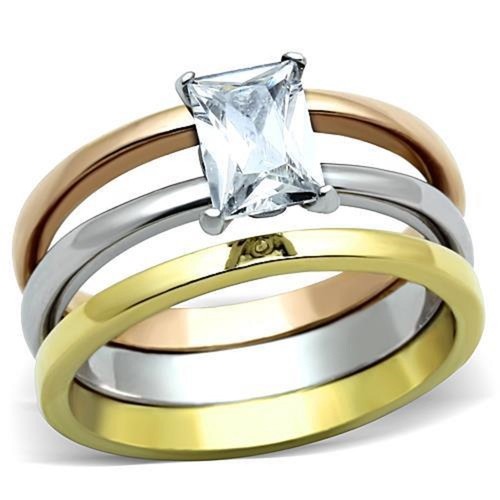 Ladies emerald ring set cz 2 carat rose gold yellow gold stainless steel 1279